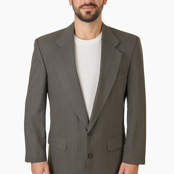 UNBRANDED Men's Vintage Winter Blazer Jacket 40R Wool Polyester Grey Office - Picture 3 of 5